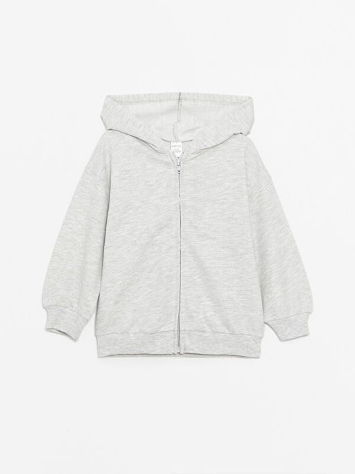 Kap??onlu Uzun Kollu K?z Bebek Fermuarl? Sweatshirt