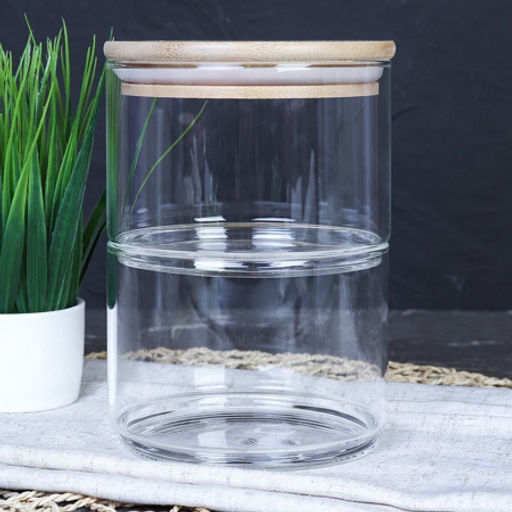 Банка для хранения 2-х ярусная бамбуковая крышка 8 см / LCSC22-8/уп 40/ - Галеонтрейд фото 2