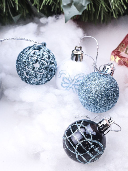 Набор елочных игрушек 20 шт 4 вида голубые - Family фото 2