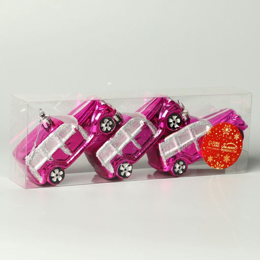 Ёлочные игрушки 3 шт., Зимнее волшебство, Модельки пластик, 93.5 см, розовый фото 2