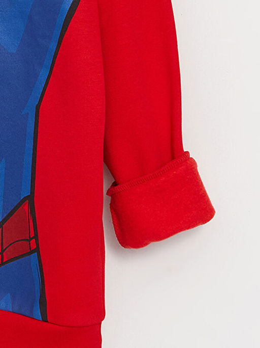 Kap??onlu Spiderman Bask?l? Uzun Kollu Erkek ?ocuk Ti??rt ve E?ofman Alt? - Waikiki фото 3