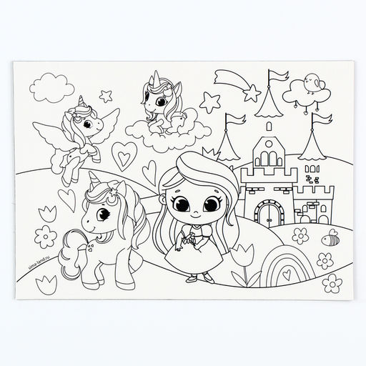 Цена за 2 шт. Магнит-раскраска многоразовая «Принцесса и сказочные Единорожки», 14.8×21 см
