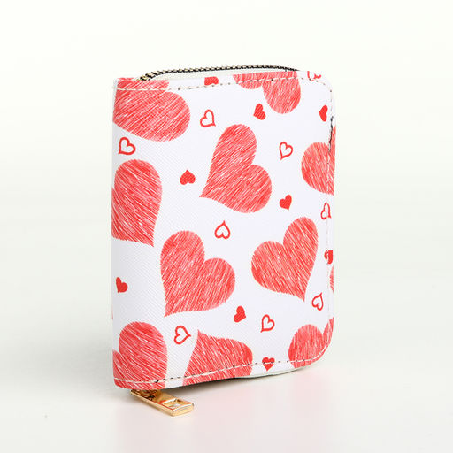 Кошелёк на молнии «Сердечки», маленький, белый