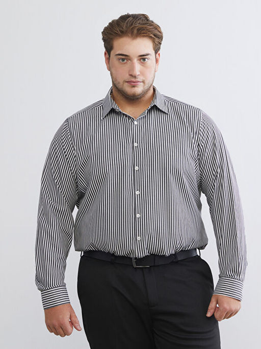 Slim Fit Uzun Kollu ?izgili Poplin Erkek G?mlek