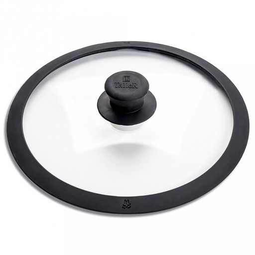 Крышка стеклянная д28см, жаропрочное стекло, силиконовый обод, силиконовая ручка, пароотвод, TalleR (Китай)