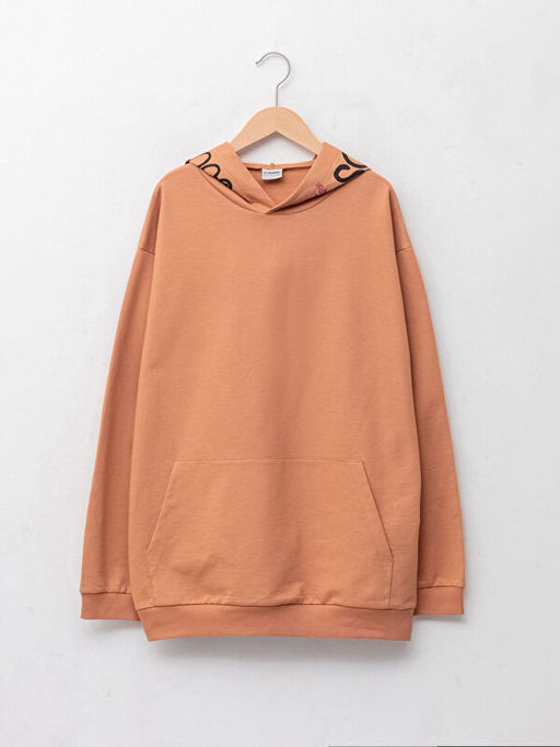 Kap??onlu Bask?l? Uzun Kollu Erkek ?ocuk Sweatshirt
