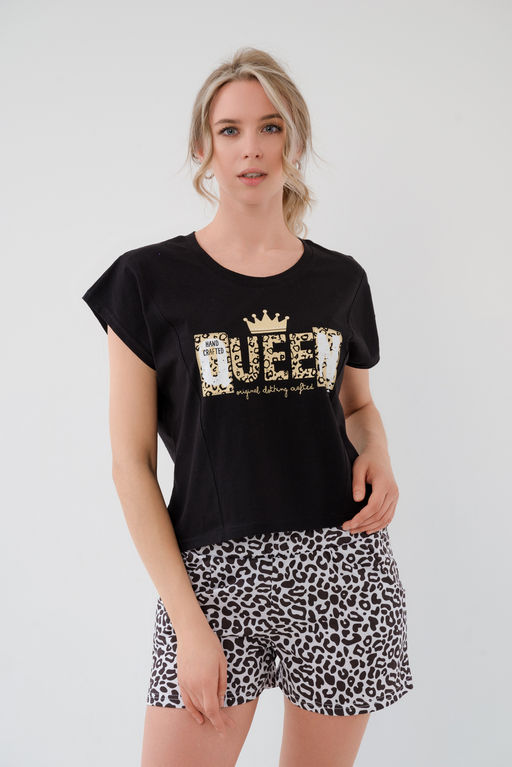 Пижама женская из футболки и шорт из кулирки Сафари белый - Амадэль фото 8