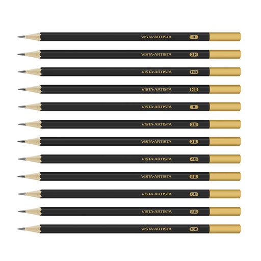 VISTA-ARTISTA Academia VAGPS-12 Чернографитные карандаши набор заточенный 8 х 12 шт. ассорти 2H-10B - Kanzy фото 4