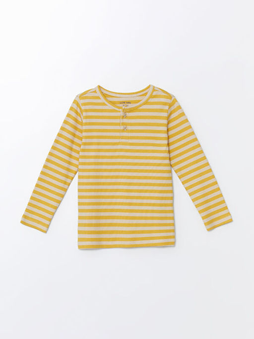 Bisiklet Yaka Uzun Kollu ?izgili Erkek Bebek Pijama Tak?m?