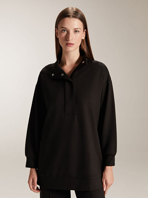 Dik Yaka Oversize Kad?n Sweatshirt Tunik