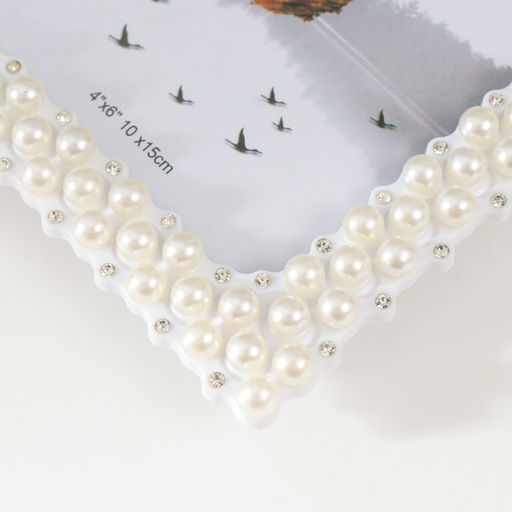 Фоторамка для фото 10×15 см «Жемчуг и стразы», пластик, прямые углы, 17.5×12.5 см