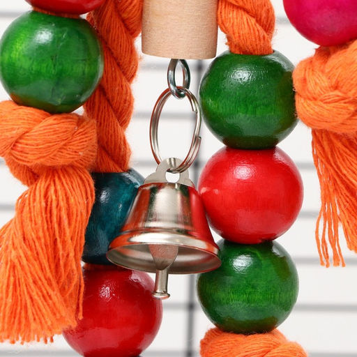 Игрушка для птиц, бусы на канатах, 38 см, микс цветов - Пижон фото 3