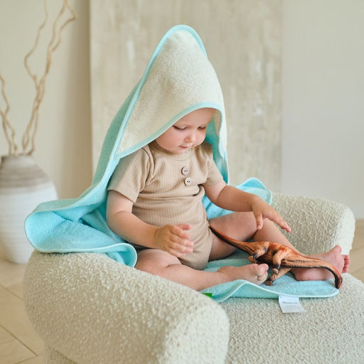 Полотенце уголок махровое Крошка Я, 75х75 см, цвет молочный/мятный, 100% хлопок, 360 г/м2  фото 4