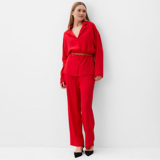 Костюм женский (рубашка, брюки) MINAKU:Casual Collection, красный, размер 48