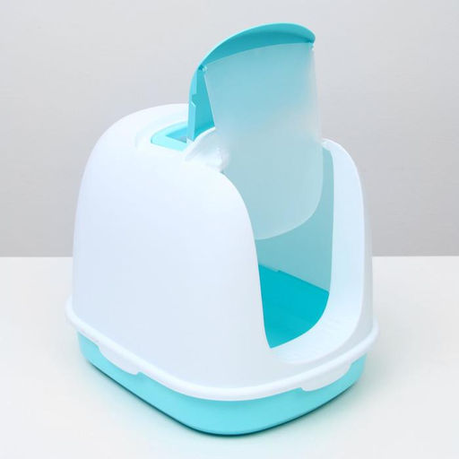 Туалет закрытый с совком, 47 х 40 х 39 см, бело-голубой - Пижон фото 5