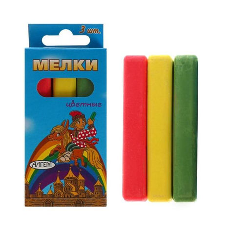 Цена за 6 шт. Мелки цветные "АЛГЕМ", в наборе 3 штуки, квадратные