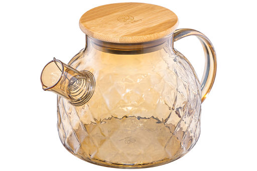 Чайник 1 л 20,5*13,5*12,5 см Crystal glass с ситом+бамб.крышк.с метал. дном/с силик.уплот, золото - Elan gallery фото 13