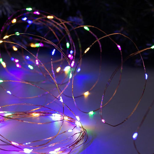 Гирлянда Нить 10 м роса, IP20, медная нить, 100 LED, свечение мульти, 12 В - Luazon lighting фото 3