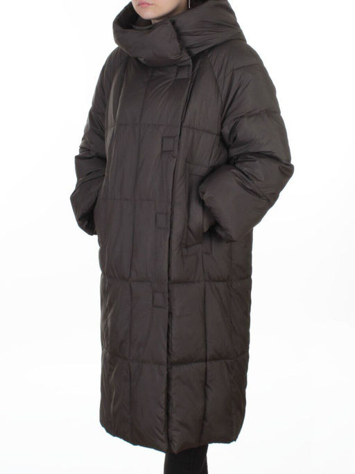 8892 GRAY/BROWN Пальто зимнее женское (200 гр. холлофайбер)