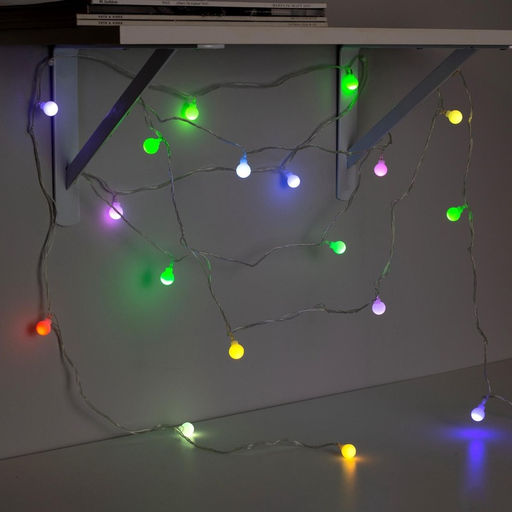 Гирлянда Нить 5 м с насадками Шарики белые, IP20, прозрачная нить, 20 LED, свечение мульти (RG/RB), мигание, 220 В - Luazon lighting фото 6