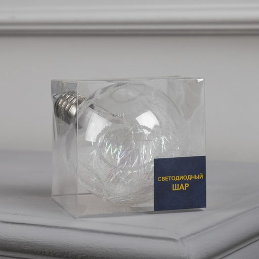 Ёлочный шар Ледяной узор, 10 см, 1 LED, от батареек, свечение RGB - Luazon lighting фото 8