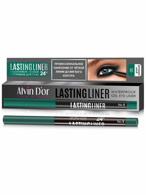Alvin Dor P-14 Карандаш для глаз тон 05 зелёный, гелевый водостойкий LASTINGLINER в коробке 0,29г