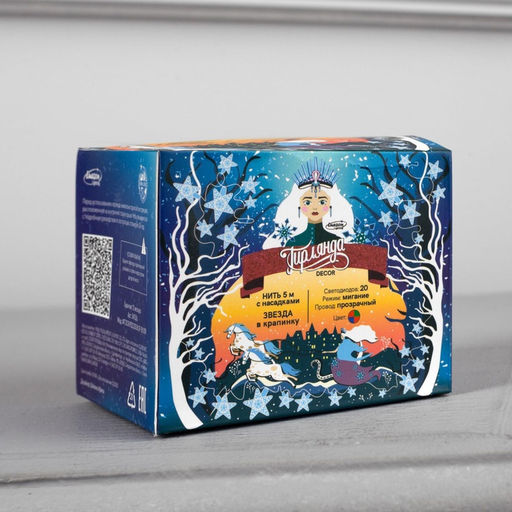 Гирлянда Нить 5 м с насадками Звезда в крапинку, IP20, прозрачная нить, 20 LED, свечение мульти (RG/RB), мигание, 220 В - Luazon lighting фото 6