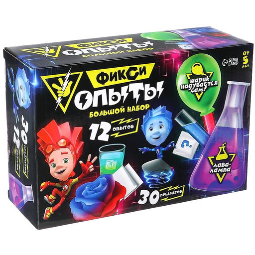 Набор для опытов Фиксики Фикси опыты. Большой набор, 12 опытов, Файер и Нолик  фото 3