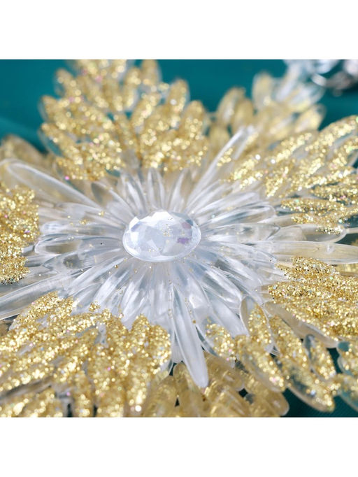 Цена за 2 шт. Ёлочная игрушка Зимнее волшебство. Снежинка - звёздная сияние, 1313.5 см, золото фото 8