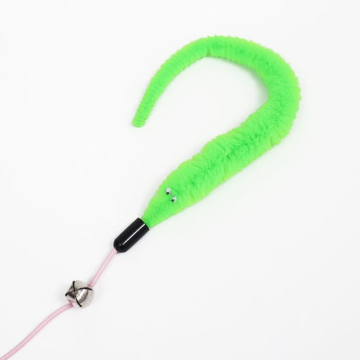 Дразнилка-удочка Червячок на рыбалке с бубенчиком, 30 см, зелёная - Пижон фото 2