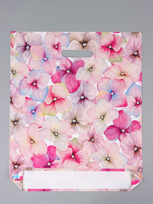 Цена за 50 шт. Пакет подарочный Комплимент, полиэтиленовый с вырубной ручкой, 38?45 + 3 см, 50 мкм