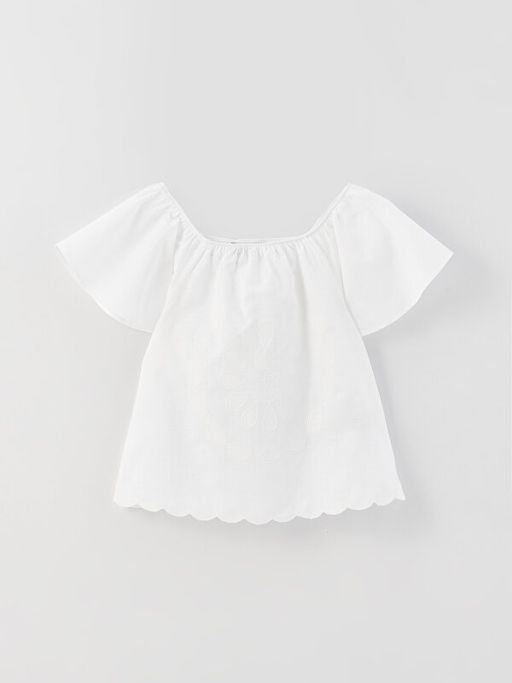 Kay?k Yaka K?sa Kollu K?z ?ocuk Bluz