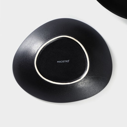 Тарелки глубокие Magistro Carbon, 17.5×15 см, набор 2 шт., фарфор, чёрные