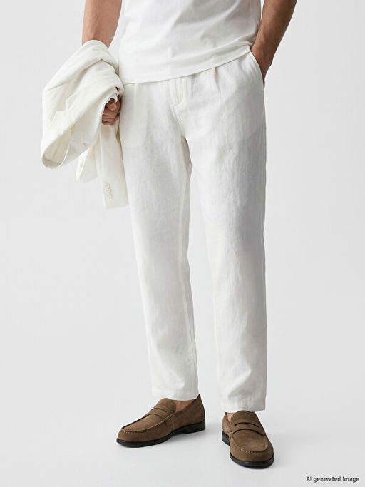 Regular Fit %100 Keten Erkek Pantolon