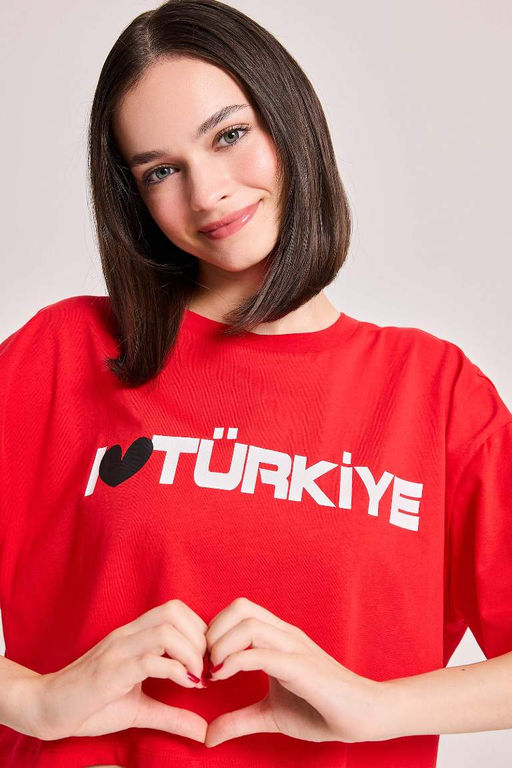 Футболка Cool Oversize с короткими рукавами и принтом - Defacto фото 4