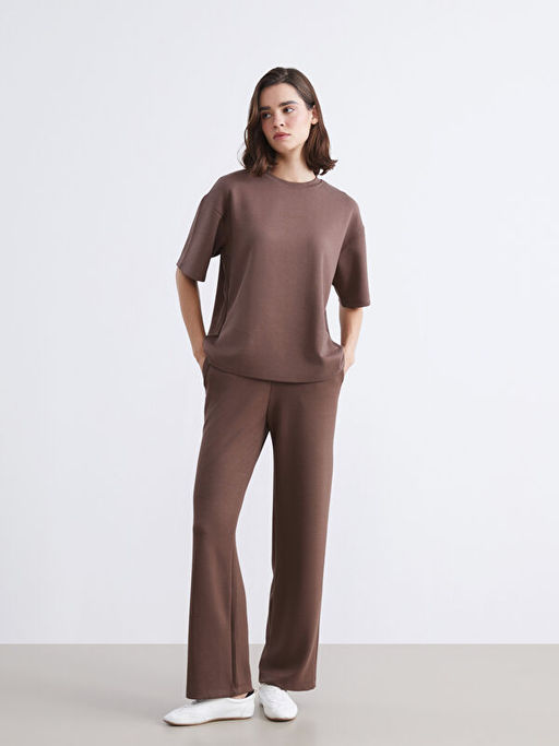 Bisiklet Yaka Nak??l? Oversize Kad?n Ti??rt