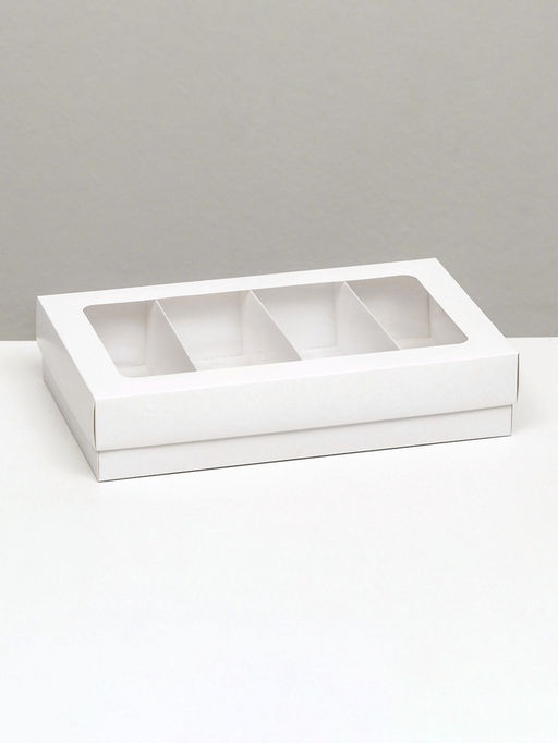 Цена за 2 шт. Коробка для макарун, с ложементом, белая 26.5×16.5×5.5 см