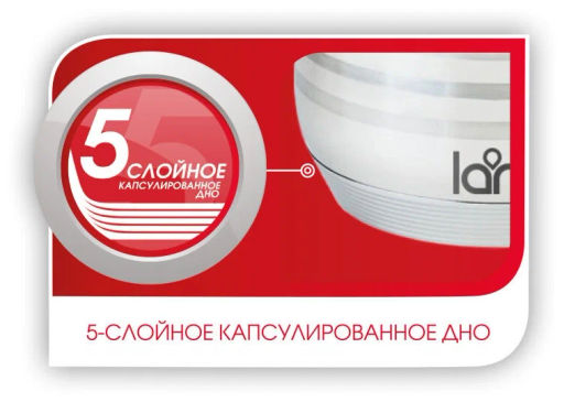 Кастрюля LARA (нерж) SONATA 20x12,5см, 3,9л, 7-cтупенчатое дно, комбо-полировка, крышка LR02-582  фото 5