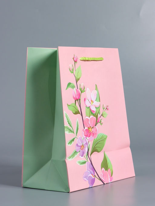 Пакет подарочный ламинированный «Нежный комплимент», розовый, 18×22.3×10 см