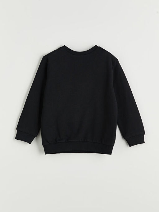 Bisiklet Yaka Bask?l? Erkek ?ocuk Sweatshirt