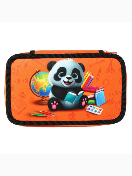Пенал школьный, 2 секции, 12.5×20.5×4 см«Панда»