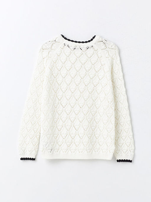 Bisiklet Yaka Kendinden Desenli Uzun Kollu K?z ?ocuk Triko Kazak - Waikiki фото 2