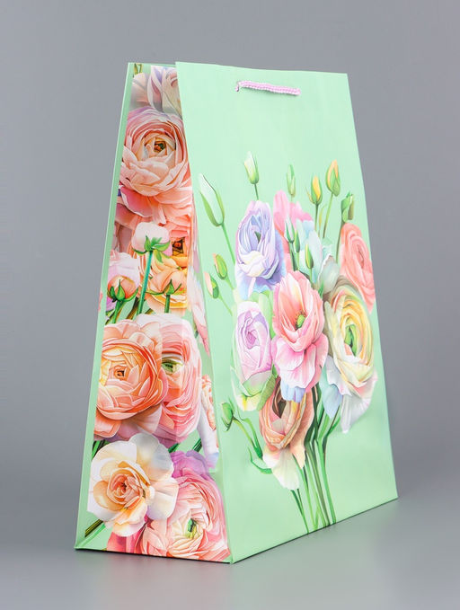 Цена за 2 шт. Пакет подарочный ламинированный вертикальный Цветочный вальс, 26?12?32 см