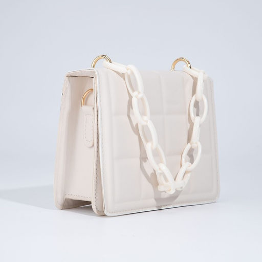 Сумка женская мессенджер из искусственной кожи с цепью, 14×20 см, молочная