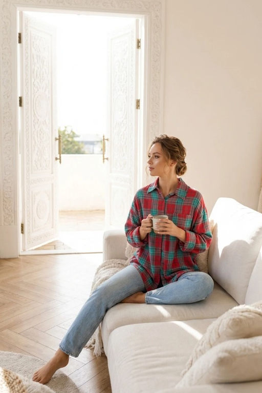 K13027 Рубашка двухсторонняя OVER SIZE КРАСНЫЙ