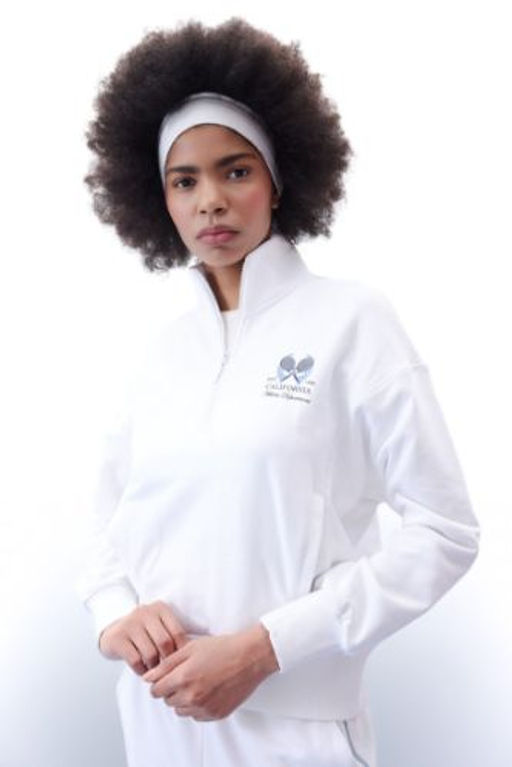 DeFactoFit Oversize Bask?l? Dik Yaka Fermuarl? Sporcu Sweatshirt