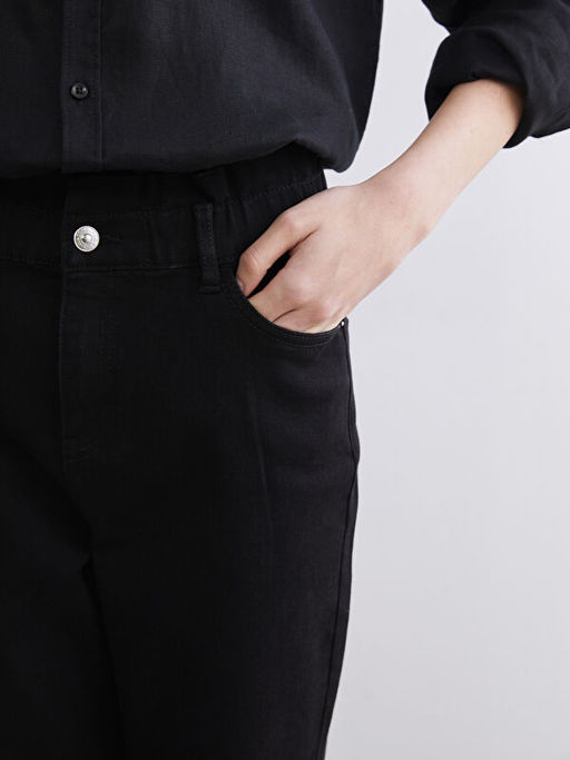 Beli Lastikli Slim Mom Kad?n Jean Pantolon