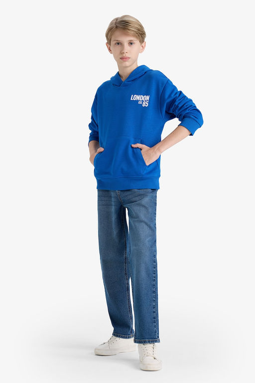 Kap__onlu Bask_l_ __i Yumu_ak T_yl_ Okul Sweatshirt Erkek _ocuk - Defacto фото 2