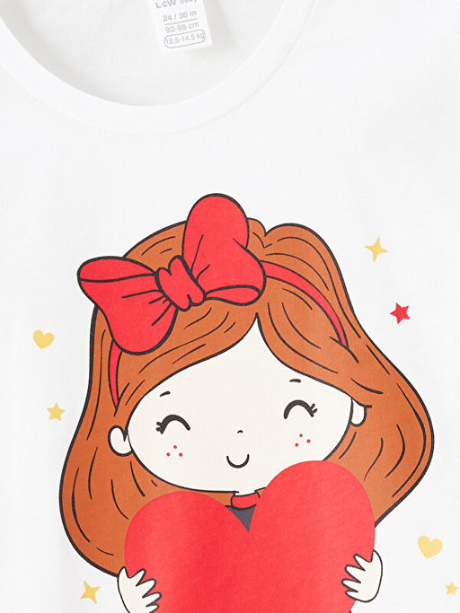 Bisiklet Yaka Uzun Kollu Bask?l? K?z Bebek Ti??rt - Waikiki фото 2