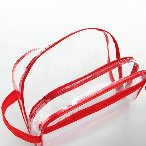 Косметичка на молнии, с ручкой, цвет красный